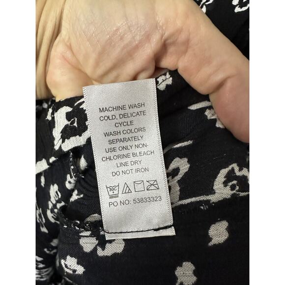 Woman Within Black White Daisy Floral Maxi Dress Size 18 18w 1x Roll Tab Sleeves - Picture 10 of 10